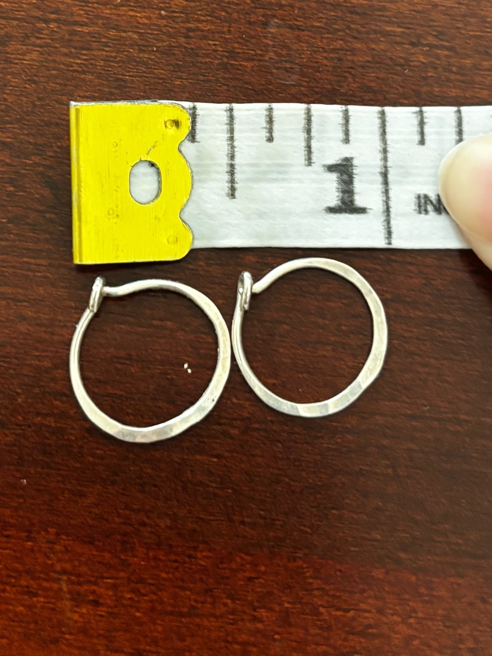 Tiny Sterling Silver Thin Hoop Earrings - Picture 2 of 2